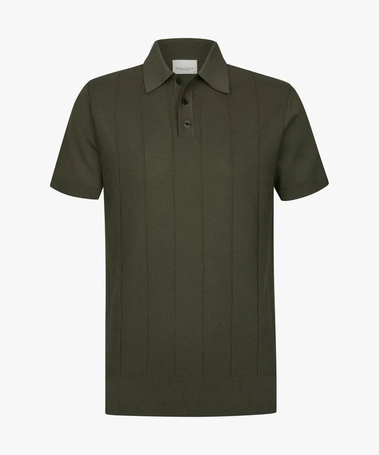 Profuomo - Aero Ease Polo, Green Striped
