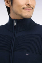 Load image into Gallery viewer, Eden Park - Cotton Striped Effect Full Zip Cardigan, Navy