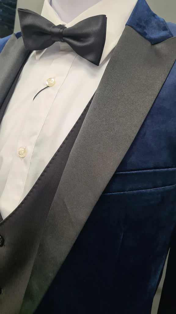 White Label - Velvet Waistcoat, Navy (38R & 42R Only)