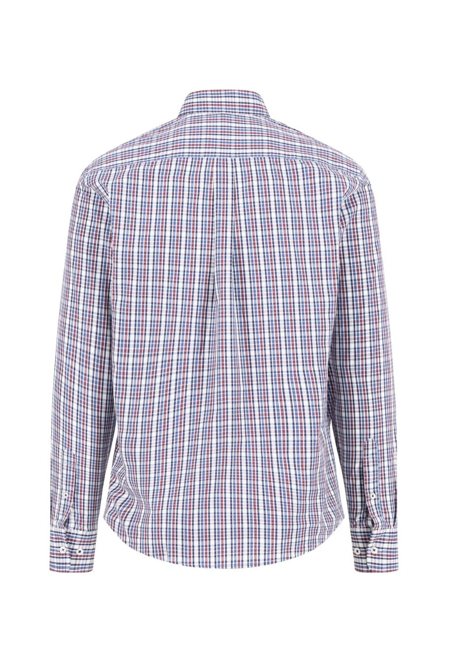 Fynch-Hatton - Check Pattern Cotton Shirt, Deep Merlot