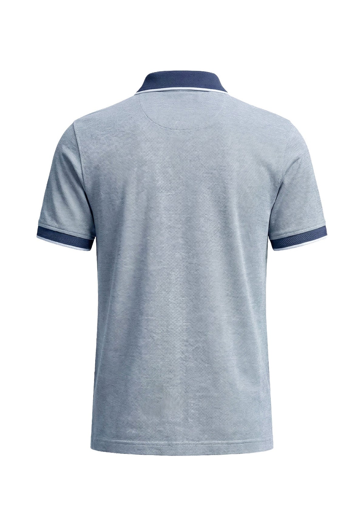 Fynch-Hatton - Cotton Contrast Collar Polo Shirt, Textured Midnight