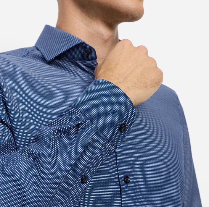 OLYMP - Level Five Body Fit Royal Kent Business Shirt, Marine Dotted