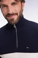 Load image into Gallery viewer, Eden Park - Heavy Cotton Trucker Neck Quarter-Zip, Navy / Brown