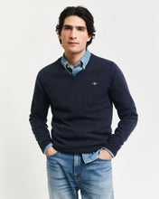 Load image into Gallery viewer, Gant - Superfine Lambswool V-Neck, Dark Navy Melange (S & L Only)