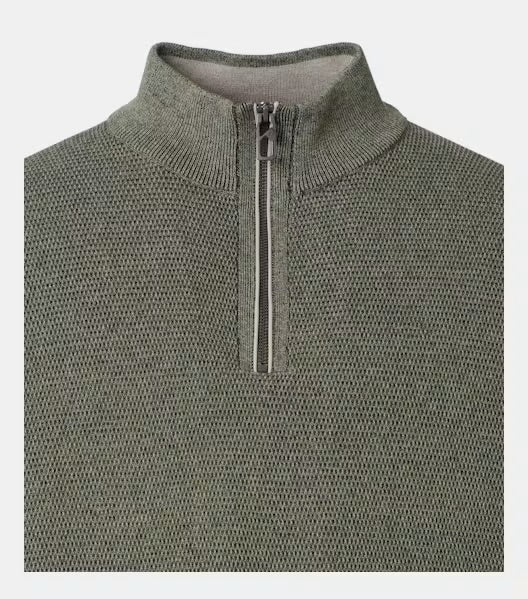 Casa Moda - Knit Troyer Half-Zip Sweater, Moss Green