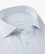 Load image into Gallery viewer, Profuomo - Cotton Linen Cutaway SF Shirt, Blue Oxford Stripe