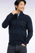 Load image into Gallery viewer, Eden Park - Cotton Striped Effect Full Zip Cardigan, Navy