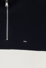 Load image into Gallery viewer, Eden Park - Heavy Cotton Trucker Neck Quarter-Zip, Navy / Brown