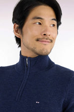 Load image into Gallery viewer, Eden Park - Wool Blend Trucker Neck Quarter-Zip, Blue