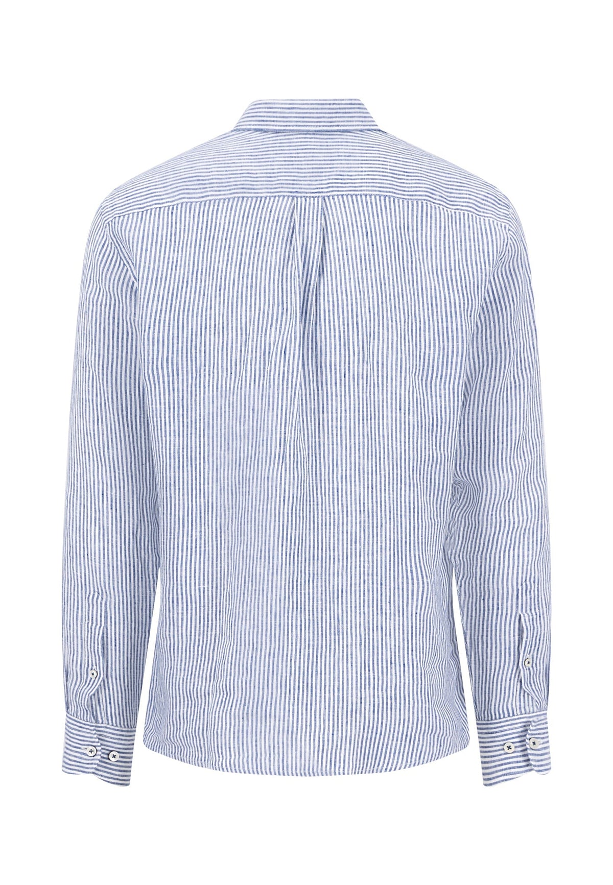 Fynch-Hatton - Linen Striped Button-Down Shirt, Harbor Blue