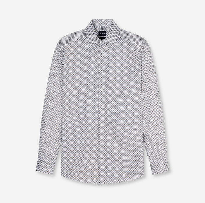 OLYMP - Luxor Modern Fit Global Kent Business Shirt, Silver-Grey Geometry
