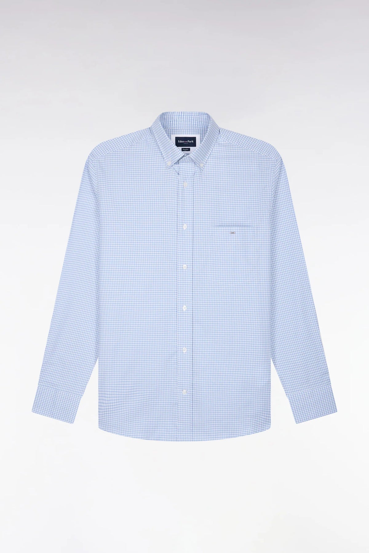 Eden Park - Straight-Cut Cotton Gingham Shirt, Blue