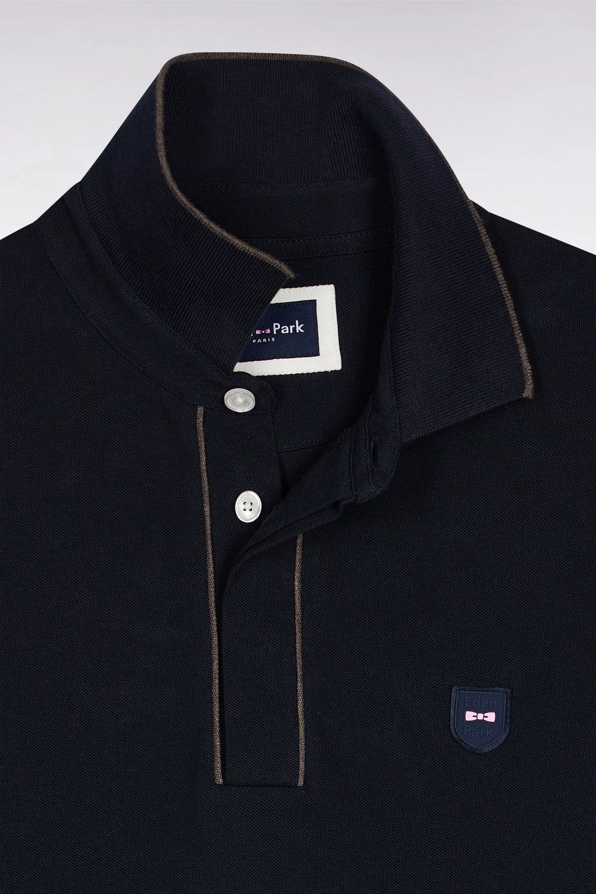 Eden Park - Long-sleeve Cotton Polo Shirt, Navy