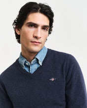 Load image into Gallery viewer, Gant - Superfine Lambswool V-Neck, Dark Navy Melange (S & L Only)