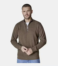 Load image into Gallery viewer, Casa Moda - Knit Troyer Half-Zip Sweater, Walnut
