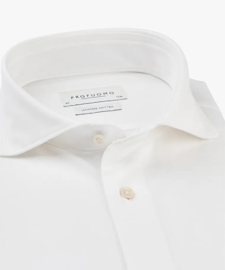 Profuomo - Japanese Knitted Cutaway SF Shirt, White
