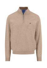 Load image into Gallery viewer, Fynch Hatton - Knitted Cotton Troyer Collar Quarter-Zip, Taupe