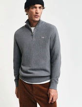 Load image into Gallery viewer, GANT - Cotton Textured Half Zip, Dark Grey Melange