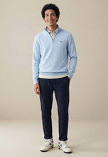 Load image into Gallery viewer, Fynch Hatton - Knitted Cotton Troyer Collar Quarter-Zip, New Breeze