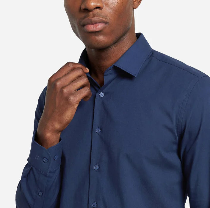 OLYMP - Level Five 24/Seven Body Fit Modern Kent Business Shirt, Marine