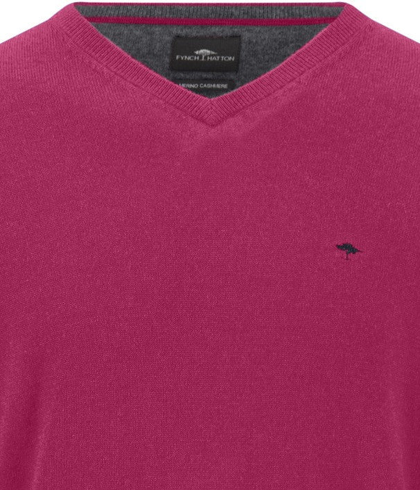 Fynch-Hatton - Merino Cashmere V-Neck, Grape