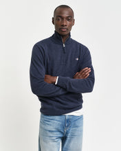 Load image into Gallery viewer, GANT - Superfine Lambswool Half Zip, Dark Navy Melange