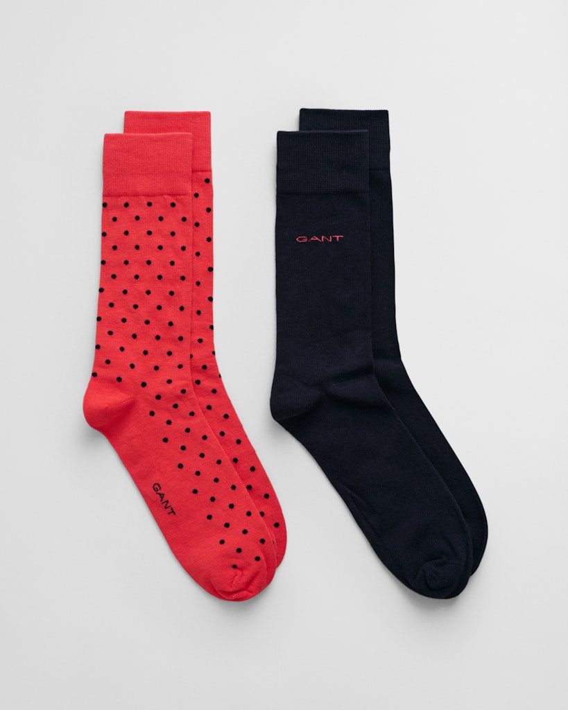 GANT - 2 Dot & Solid Socks, Watermelon Red