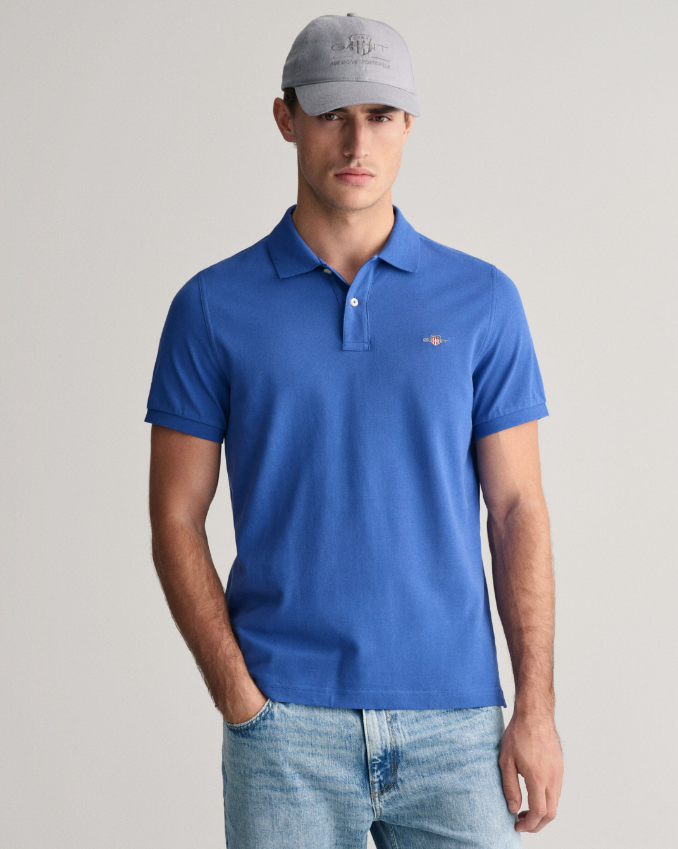 GANT 3XL 4XL Reg Shield SS Pique Polo, Rich Blue