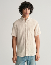 Load image into Gallery viewer, GANT - Regular Linen Houndstooth Short Sleeve Shirt, Dry Sand