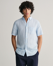 Load image into Gallery viewer, GANT - Regular Linen Houndstooth Short Sleeve Shirt, Capri Blue
