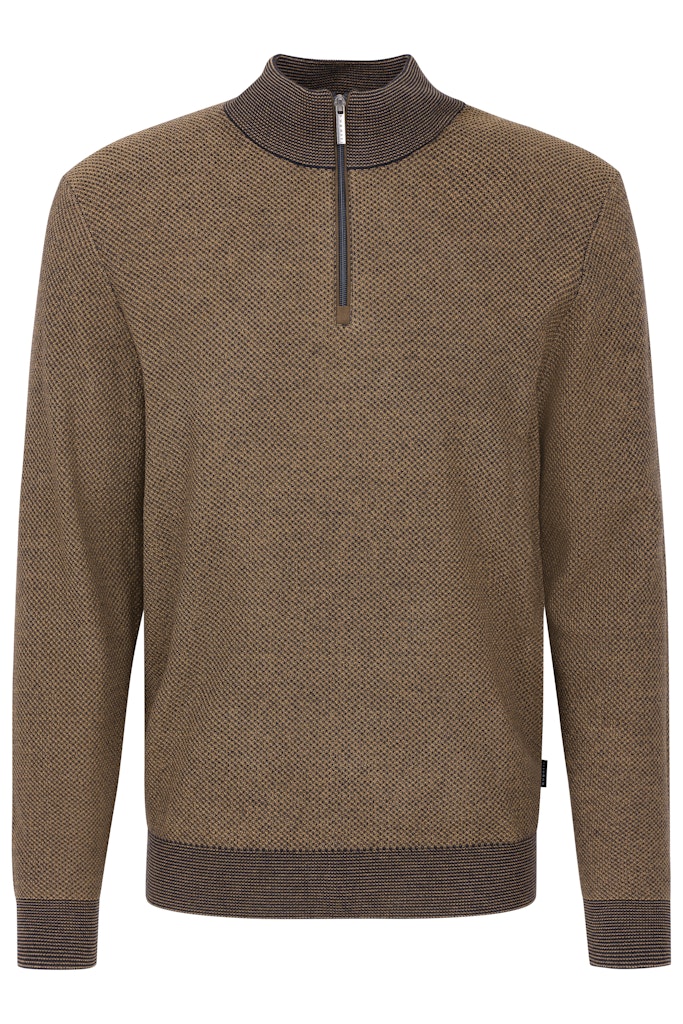 Bugatti Half Zip Knitted Sweater, Brown Bugatti Tector Menswear