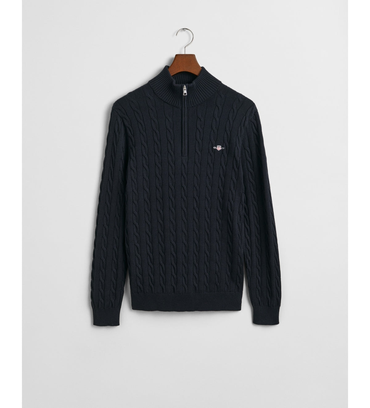 Gant - Cotton Cable Half Zip, Evening Blue