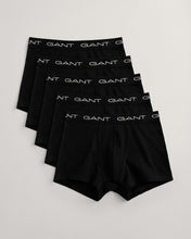 Load image into Gallery viewer, GANT - 5 Pack Basic Cotton Stretch Trunks, Black
