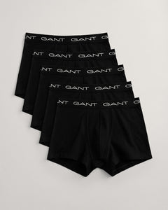 GANT - 5 Pack Basic Cotton Stretch Trunks, Black