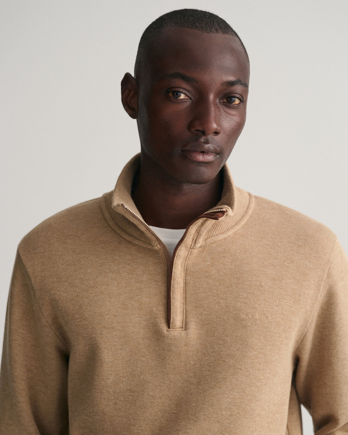 GANT - Sacker Rib Half Zip, Khaki Mel (XL Only)