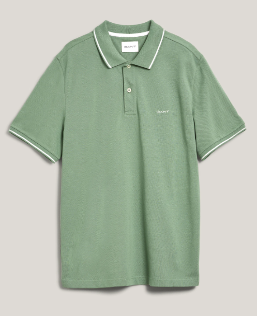 Gant - Tipping SS Pique Polo, Kalamata Green