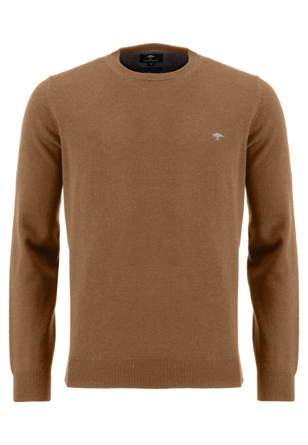Fynch Hatton, - Premium Lambswool Sweater with Crew Neck, Camel