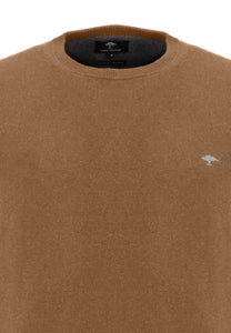 Fynch Hatton, - Premium Lambswool Sweater with Crew Neck, Camel