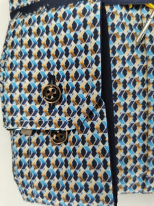 Marnelli - Blue Geometric Patterned Shirt (XXL Only)