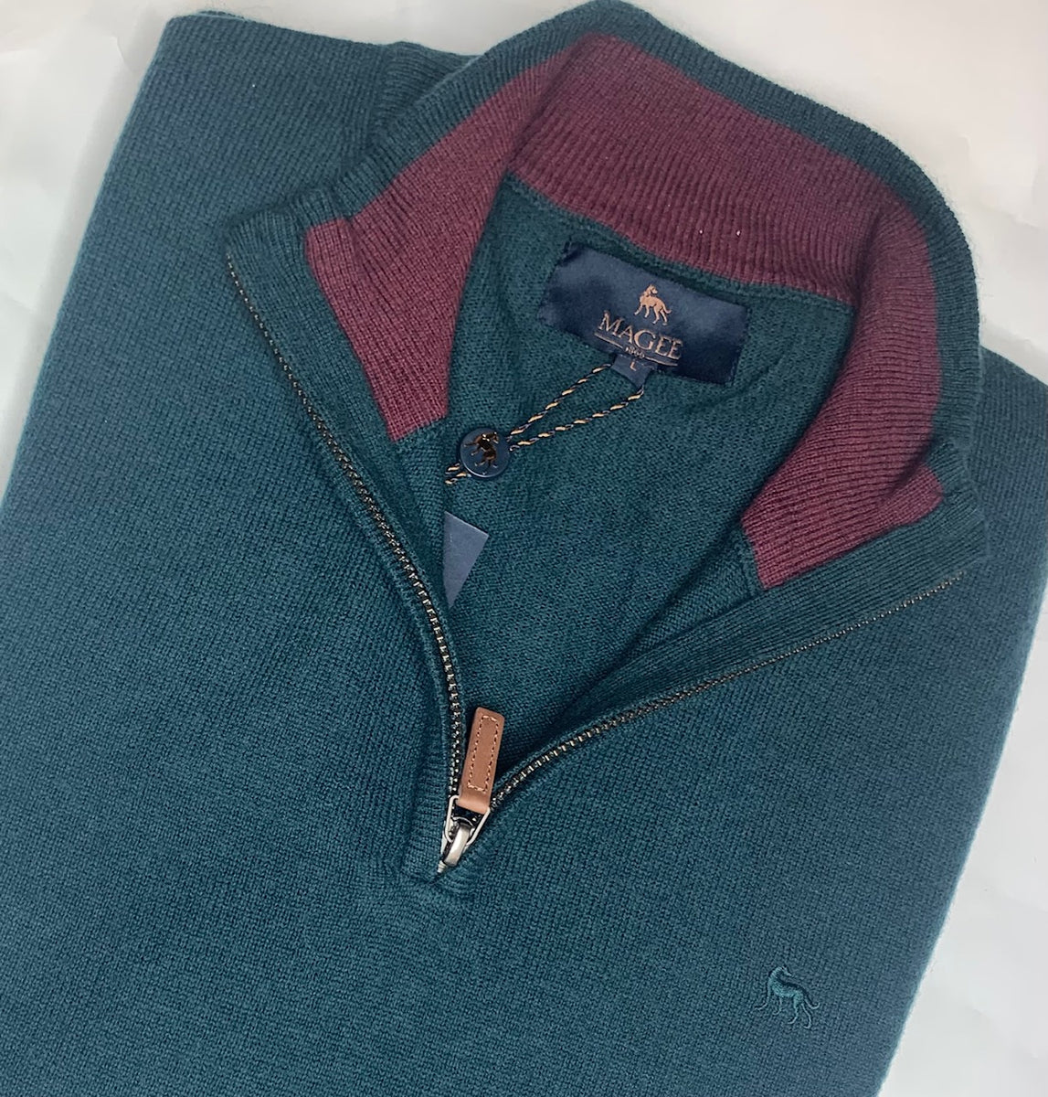 Magee Lunnaigh 1/4 Zip, Dark Green (XXL & XXXL) Magee Tector Menswear
