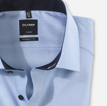 Load image into Gallery viewer, OLYMP - Light Blue Shirt with Navy Contrast in Modern Fit