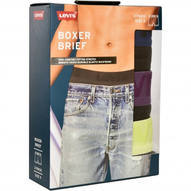 Levis - 3 Pack Boxers, Black/Purple/Yellow