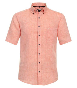 Casa Moda - Short Sleeve Linen Shirt, Peach