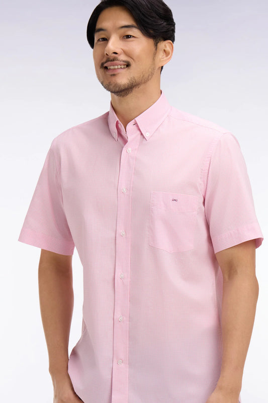 Eden Park - Short-Sleeve Gingham Cotton Shirt, Pink (3XL)