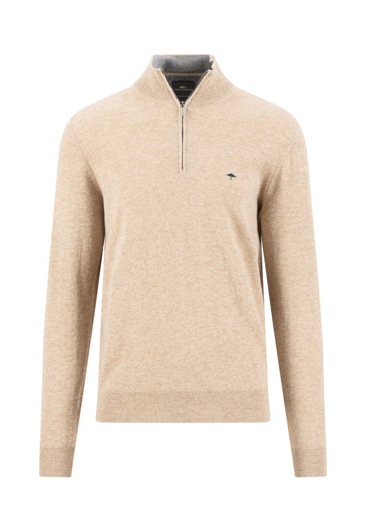 Fynch Hatton - Merino Cashmere Half-Zip, Taupe