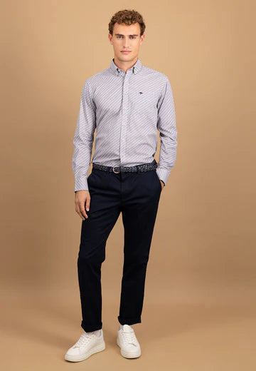 Fynch-Hatton - All-Over Print Shirt, Deep Merlot (L & XL Only)