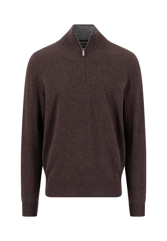 Fynch Hatton - Merino Cashmere Half-Zip, Soil