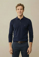 Load image into Gallery viewer, Fynch Hatton - Fine Knit Polo Sweater, Navy
