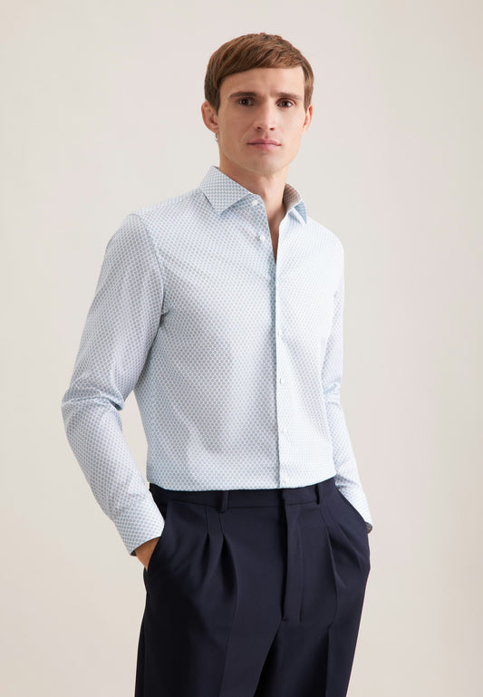 Seidensticker - Slim Fit Shirt, Turquoise Print