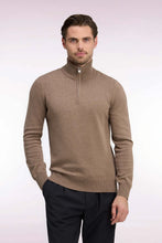 Load image into Gallery viewer, Eden Park - Wool Blend Trucker Neck Quarter-Zip, Coffee Beige
